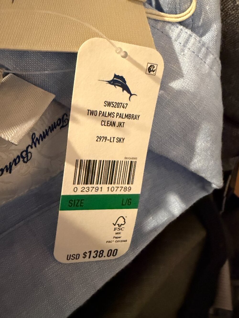 NWT Tommy Bahama Two Palm Raw Edge Point Collar Jacket Large Linen Travel NEW - Picture 4 of 7